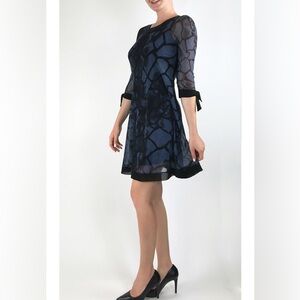 Elegant Blue and Black Women's Dress